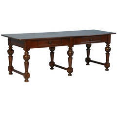 Antique Long Library Table Console Table with 6 Legs, Denmark circa 1860-80