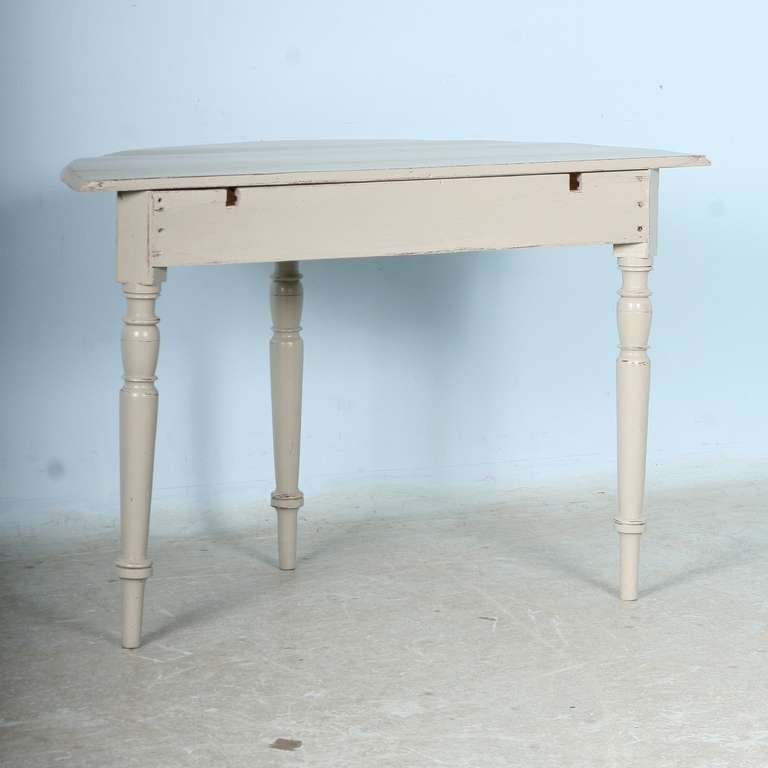 Antique Swedish Pine Demi-lune Table, White/Gustavian Distressed Paint Style 3