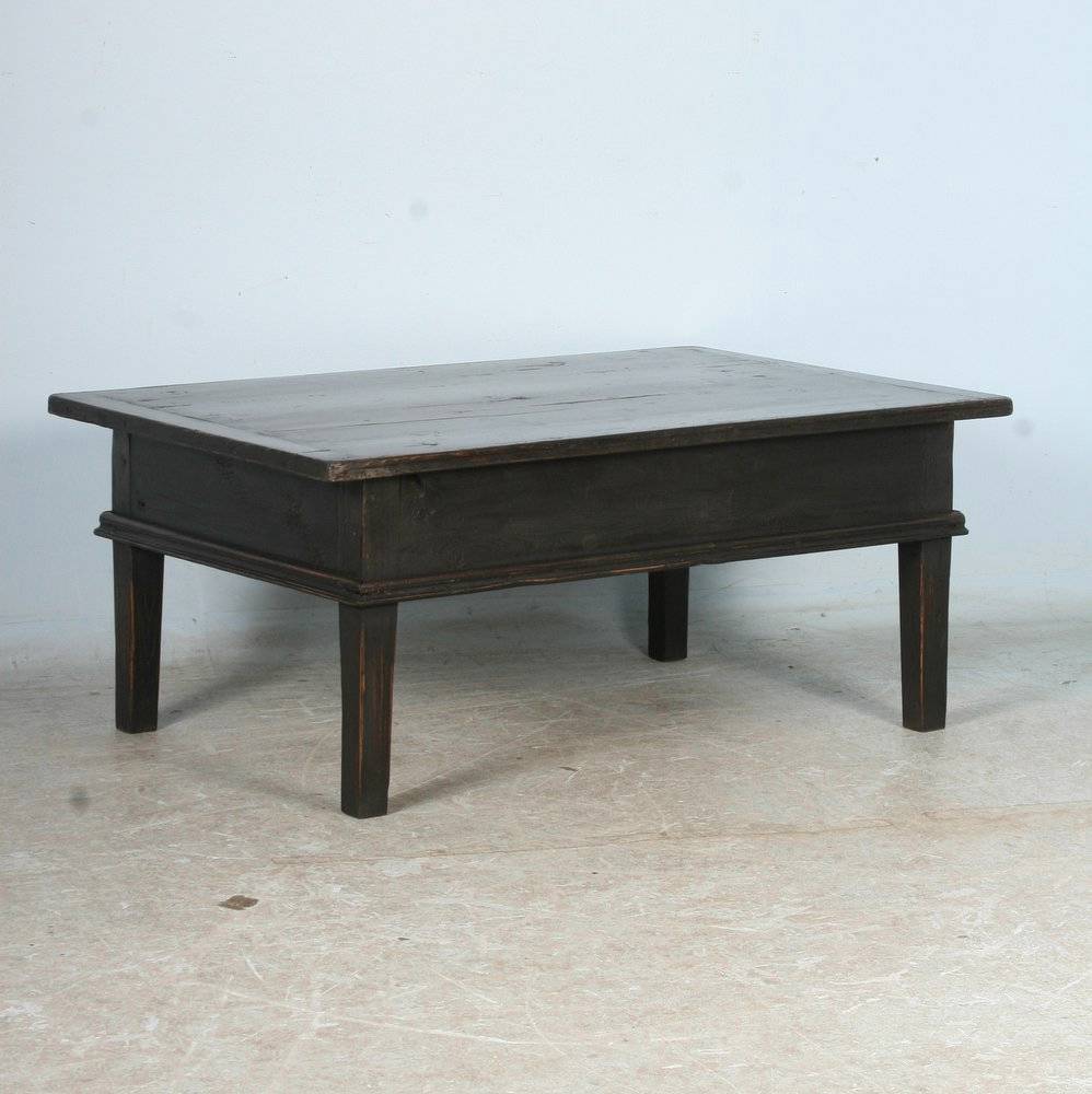 Antique Black Coffee Table With Drawer, Denmark circa 1880 1
