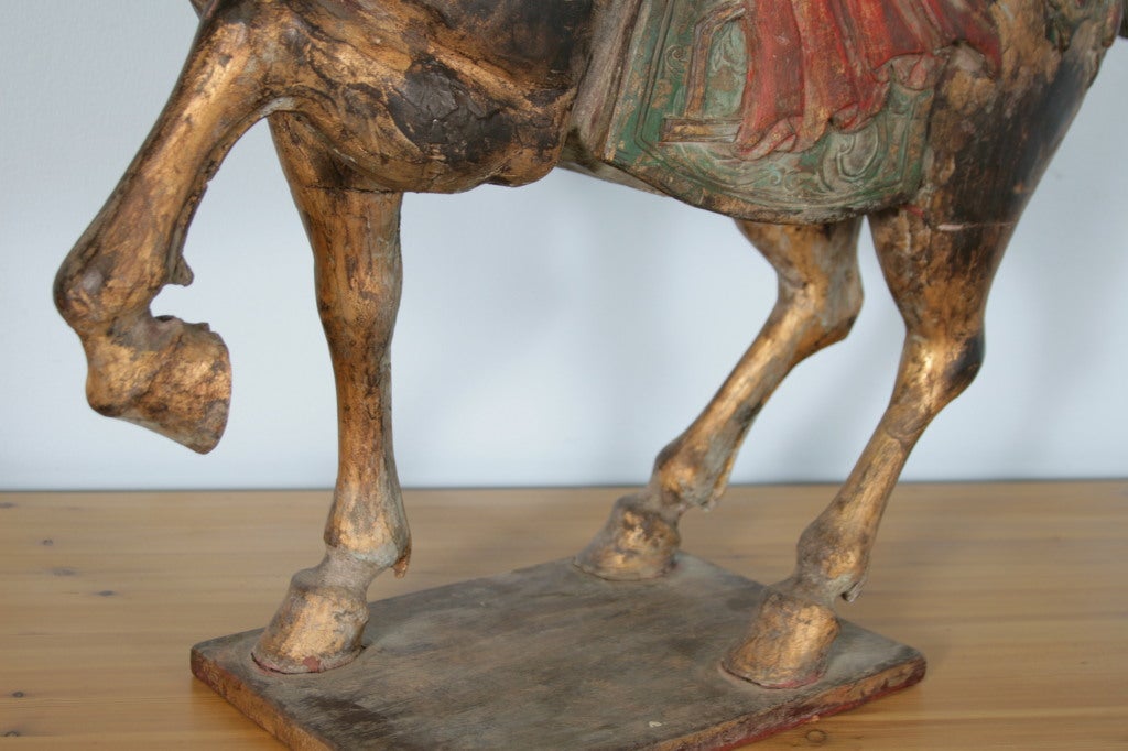 Large Chinese Carved and Painted Horse Sculpture 3
