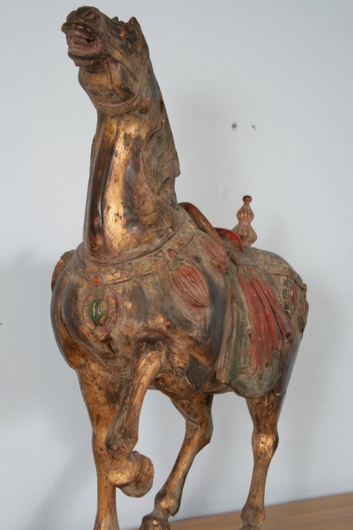 Large Chinese Carved and Painted Horse Sculpture 5