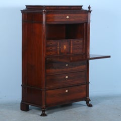 Antique Danish Mahogany Secretary with Inlay, Circa 1840-60