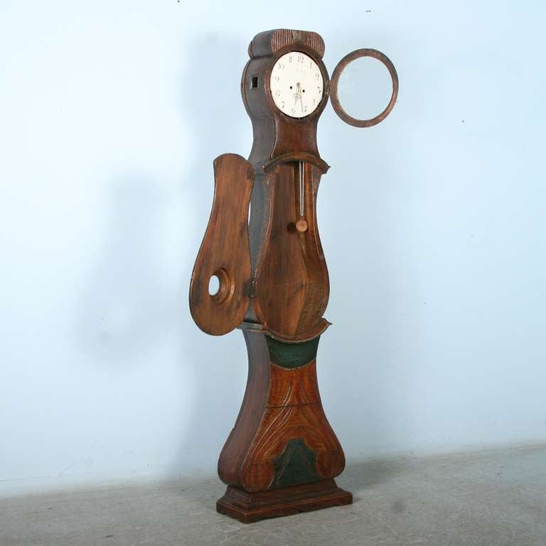 Antique Original Painted Swedish Mora Grandfather Clock