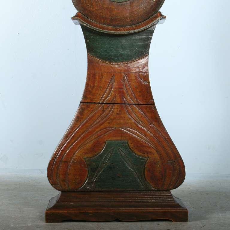 Wood Antique Original Painted Swedish Mora Grandfather Clock