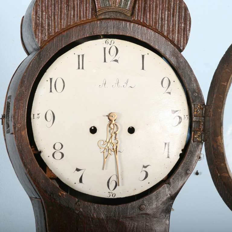 Antique Original Painted Swedish Mora Grandfather Clock 3