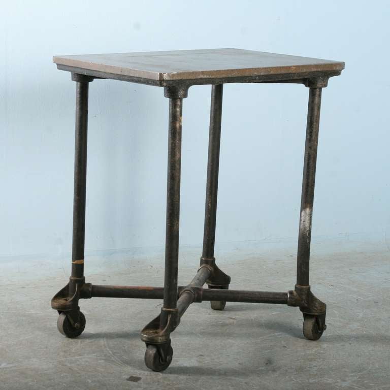 American Antique Vintage Industrial Table on Castors