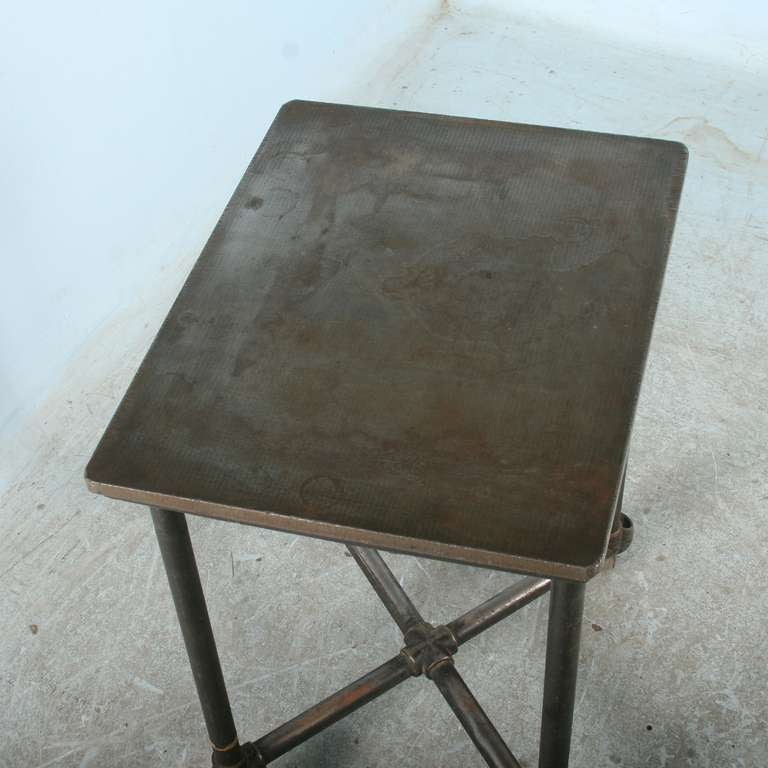 Antique Vintage Industrial Table on Castors In Excellent Condition In Round Top, TX