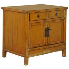 Antique Chinese Lacquered Yellow Orange Sideboard, circa 1820