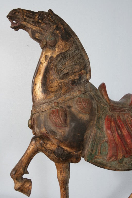 Large Chinese Carved and Painted Horse Sculpture 2