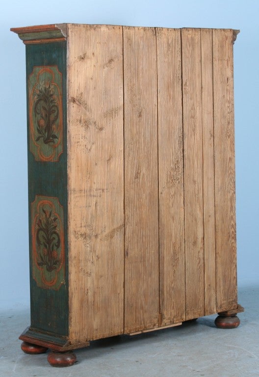 Antique German Painted Armoire With Beautiful Floral Details 2