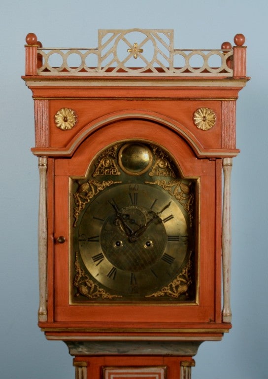 Hand-Painted Painted Louis XVI Grandfather Clock