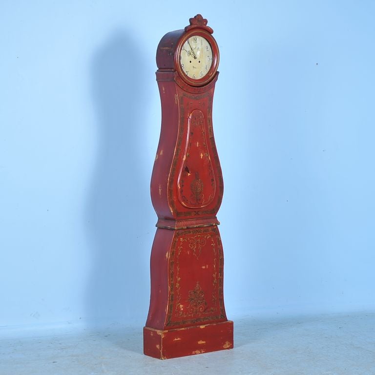 Stunning Antique Red Swedish Mora Clock