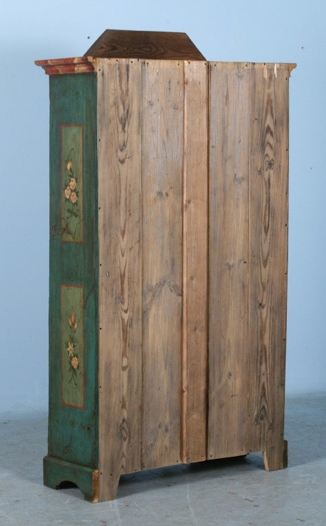 German Original Painted Armoire/Shrunk Dated 1810 With Birds 2