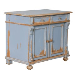 Antique Small Swedish  Sideboard, Old Blue Paint
