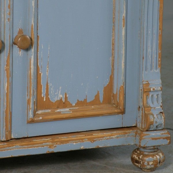 Small Swedish  Sideboard, Old Blue Paint 5