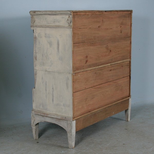 Large Danish Chest of Drawers with Distressed White Paint 2