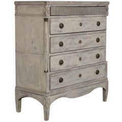 Antique Large Danish Chest of Drawers with Distressed White Paint