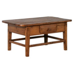 Antique Danish Pine Small Scale Coffee Table with Drawer