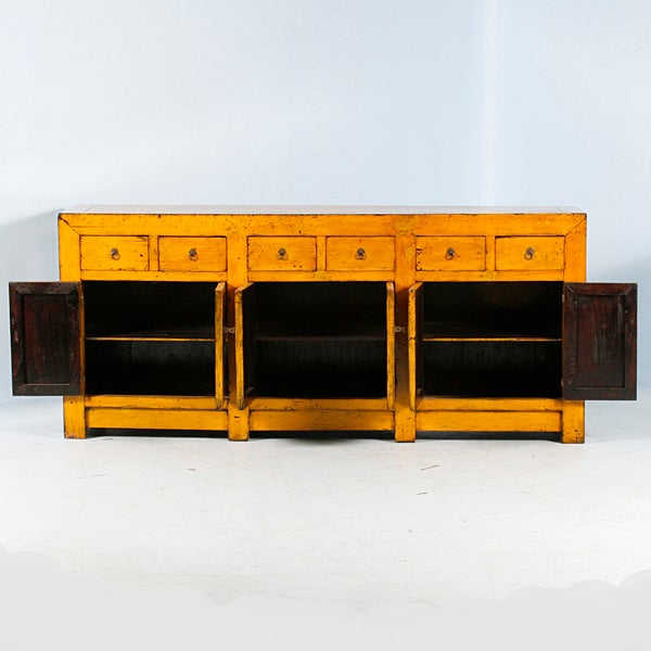 oriental style yellow 7 drawer sideboard
