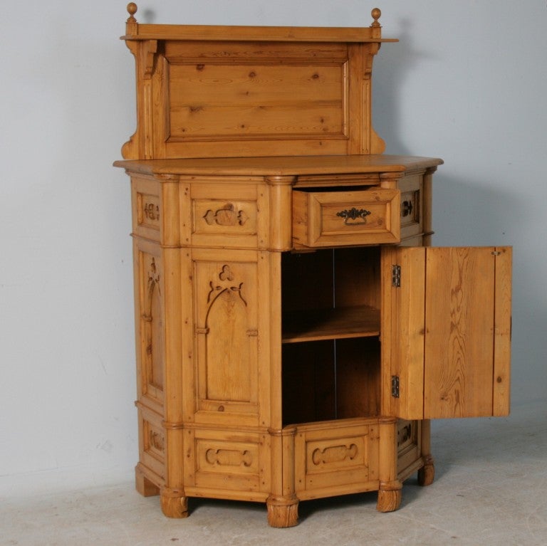 Danish Pine Gothic Cabinet, circa 1850-70