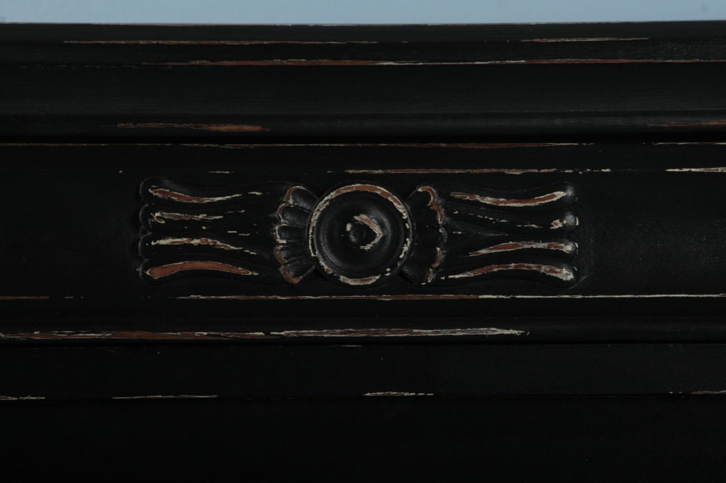 19th Century Antique Danish Black Distressed Chest of Drawers Dresser