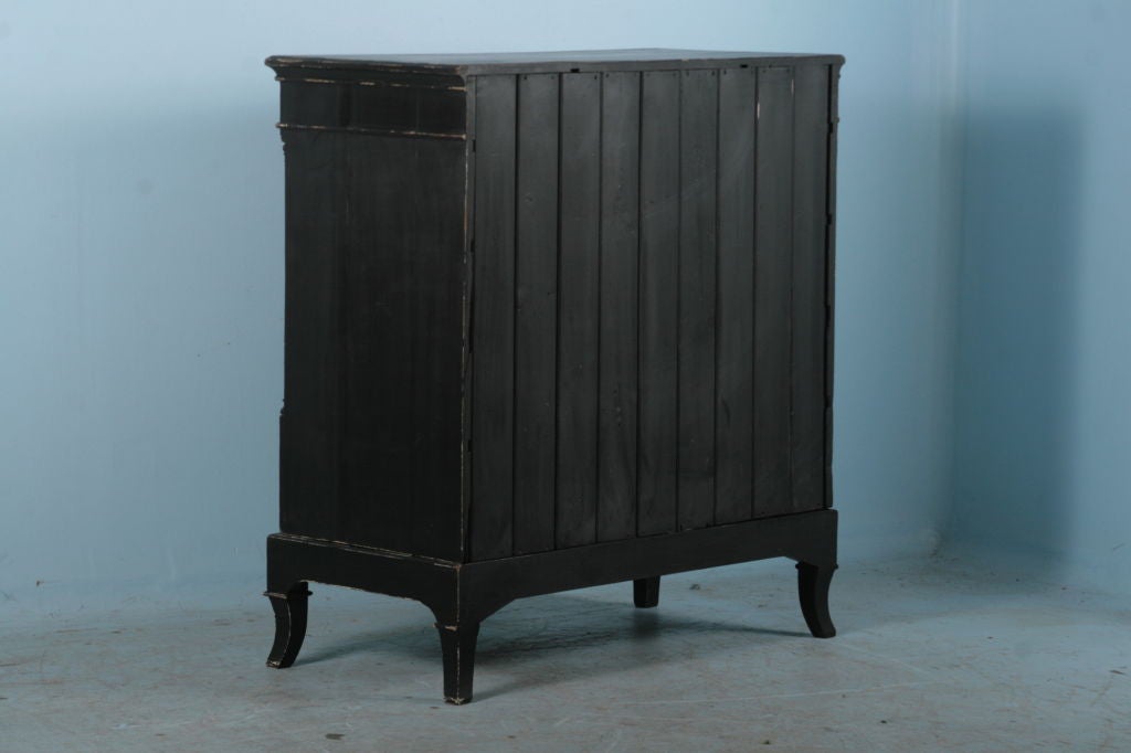 Antique Danish Black Distressed Chest of Drawers Dresser 1