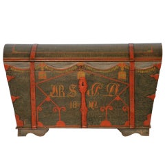 Original Painted Swedish Trunk, dated 1842, superb condition