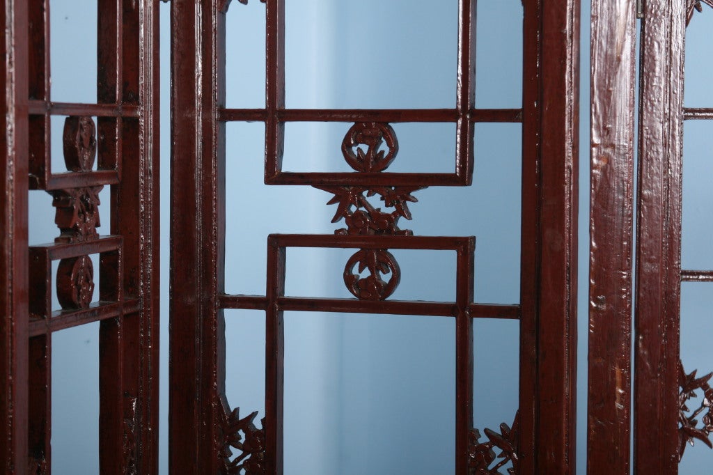 Six Screen Chinese Red Lacquered Room Divider at 1stDibs