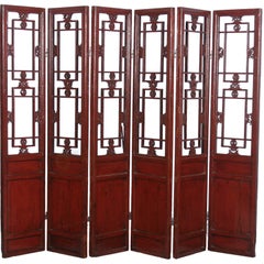 Six Screen Chinese Red Lacquered Room Divider
