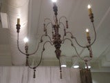 French Metal and Wood Chandelier