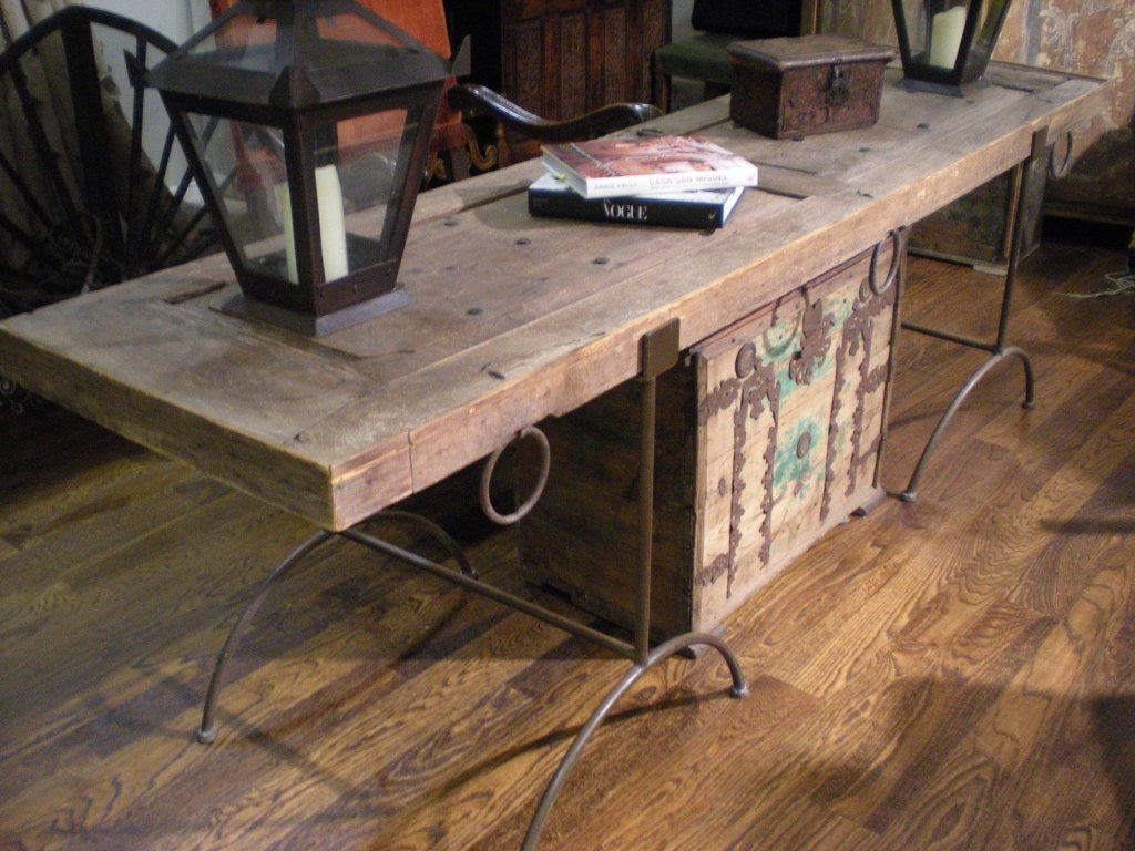 Mesquite Table with Iron Base