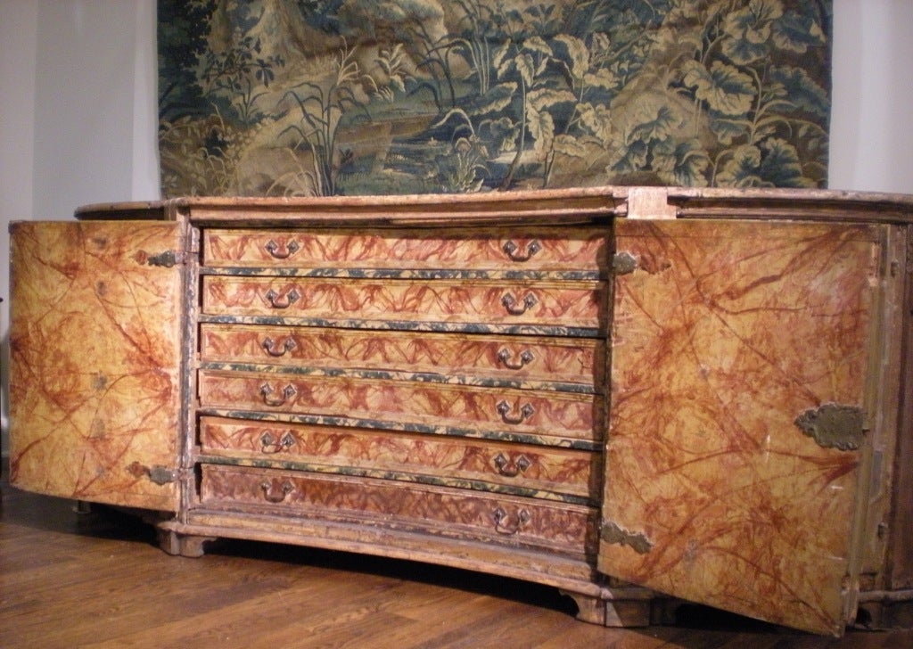 Rare & Impressive 17th Century Painted Italian Credenza, Monumental Size In Fair Condition For Sale In Nashville, TN