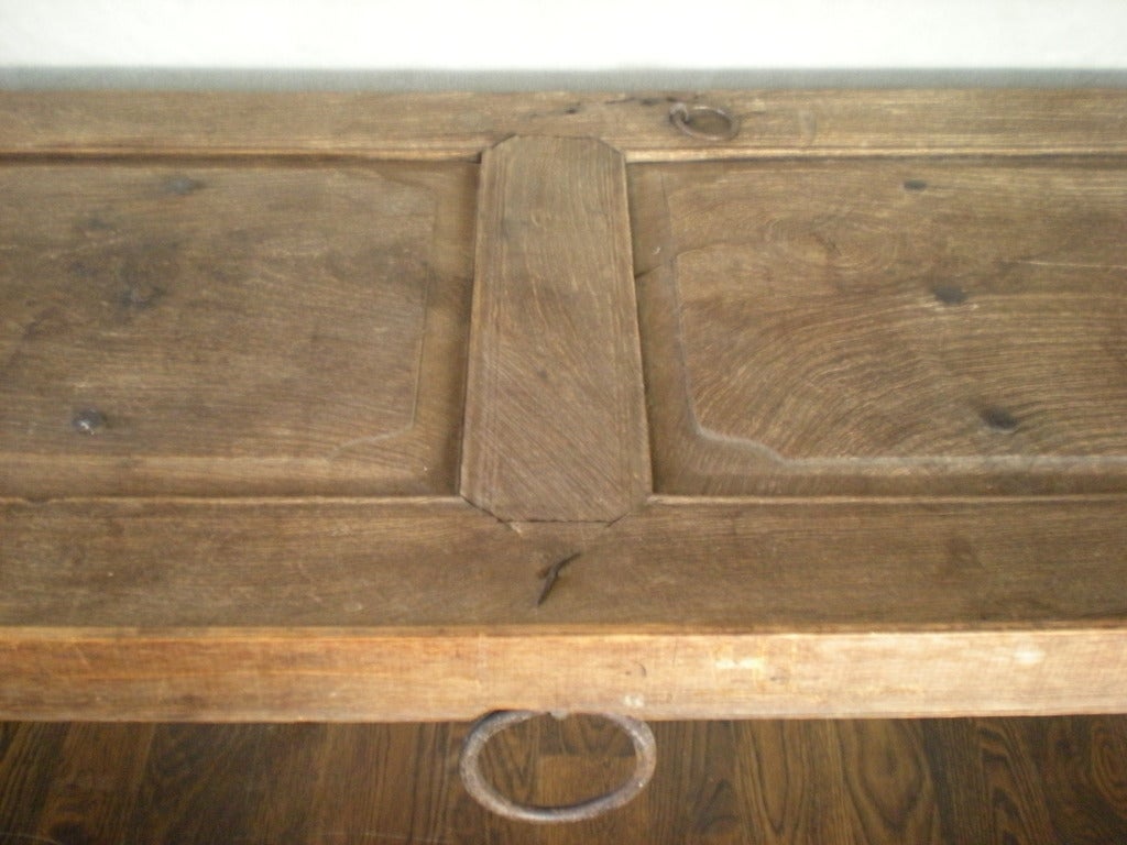 Mexican Mesquite Table with Iron Base Found in San Miguel de Allende, Mexico