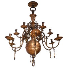 Copper and Brass 12 Arm Chandelier