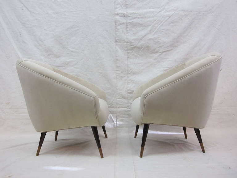 Pair Club Barrel Chairs in the Style of Edward Wormley