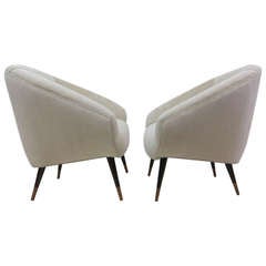 Pair Club Barrel Chairs in the Style of Edward Wormley