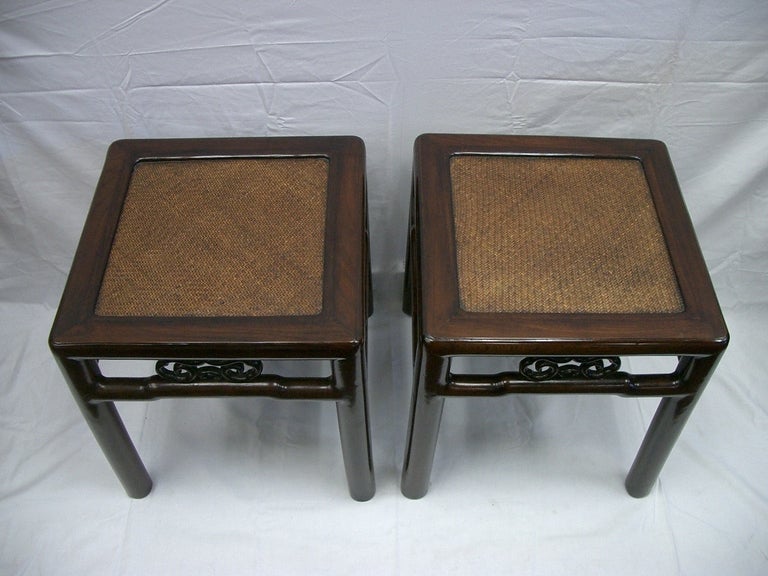 19th Century Black Wood Stools Side Tables