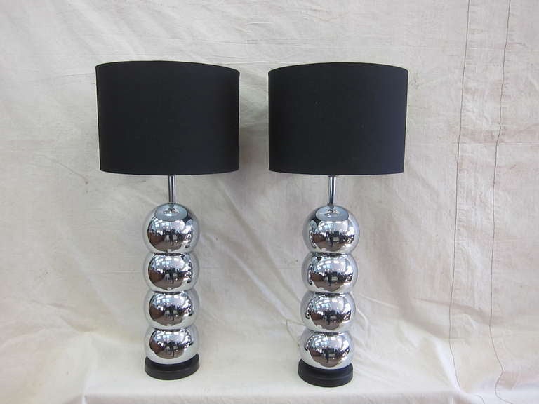 Pair of Chrome Sphere Laurel lamps