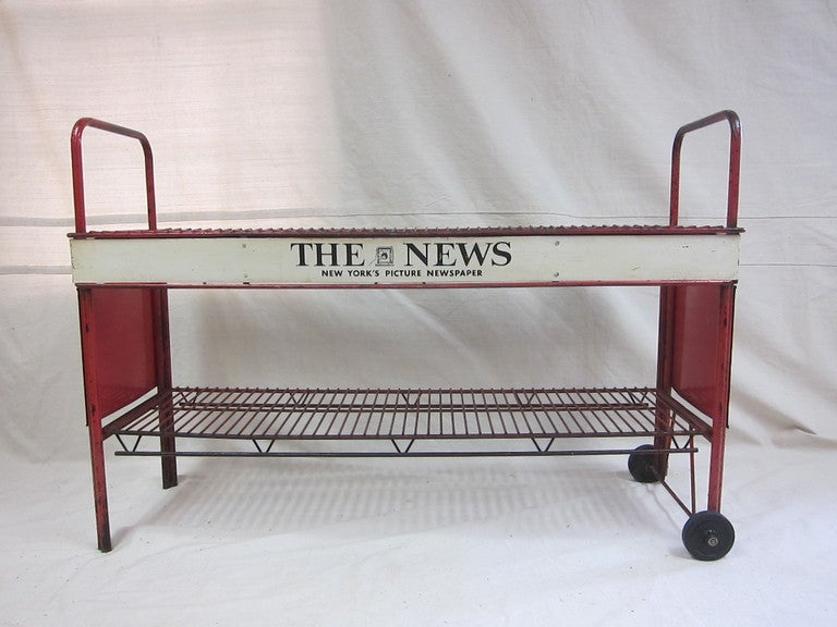 1940 Iconic Daily News Newspaper Merchandising Display Cart.  This Cart was designed before the 