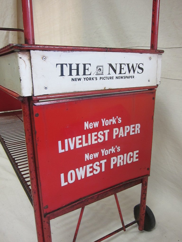 Mid-20th Century New York Daily News Newspaper Advertising Cart