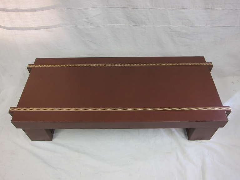 Mid-Century Modern William Billy Haines Designs Leather Wrapped Cocktail Table