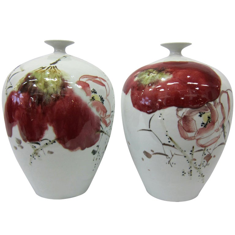 Set of Fine Porcelain Artisan Vases