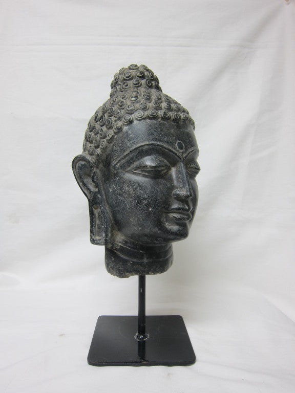 Black Schist Carved Stone Buddha, 19th century, Northern India