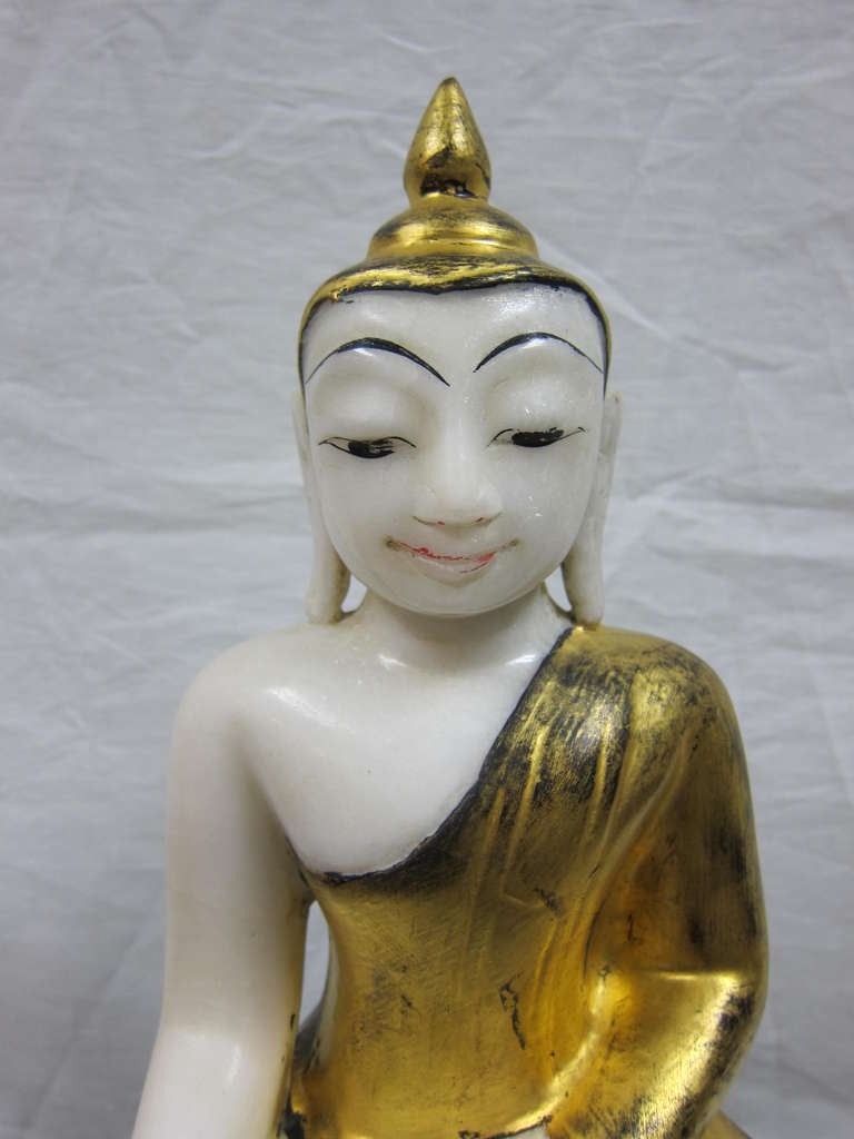 Gilt Burmese Alabaster Buddha