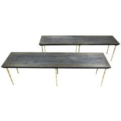Pair of Parzinger Brass Leg Inlay  Tables