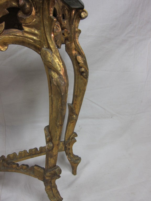 Wood 19th Century Italian Baroque Gilt Console Style of Louis XV