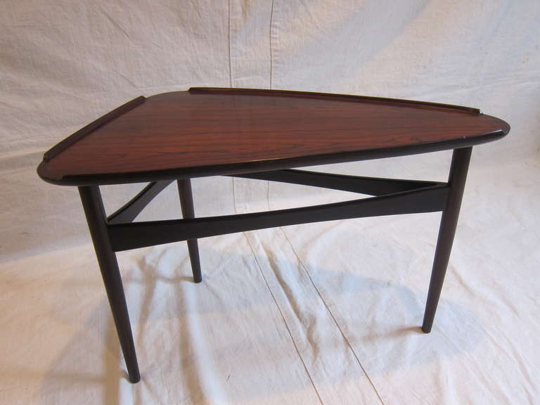 Mid-Century Modern Erik Kolling Andersen Peder Pedersen  Askew Triangle Side Table