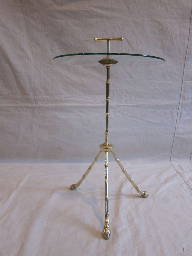 French Bagues Brass and Glass Side Table