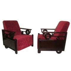 Pair Art Deco Club Chairs