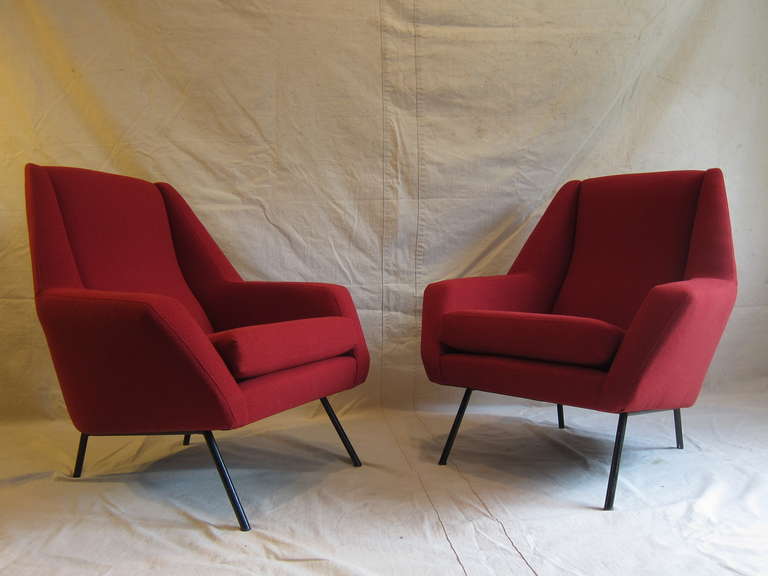 Marco Zanuso Mid Century Italian Lounge Chairs In Excellent Condition In New York, NY